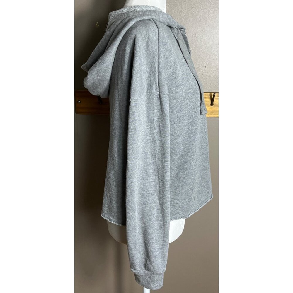Colsie Hoodie Gray Crop Oversized Lounge Casual Basic Pullover Unisex Womens M - Picture 4 of 9